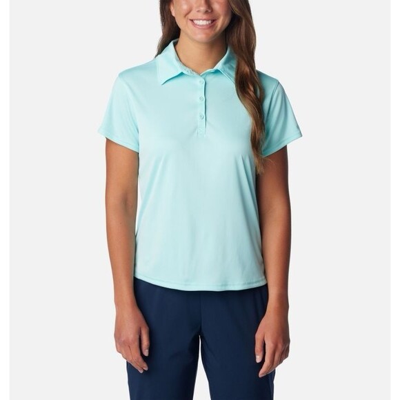 Columbia Sportswear Women's Innisfree PFG Tidal Tee Short Sleeve Mint Polo L - Picture 1 of 6